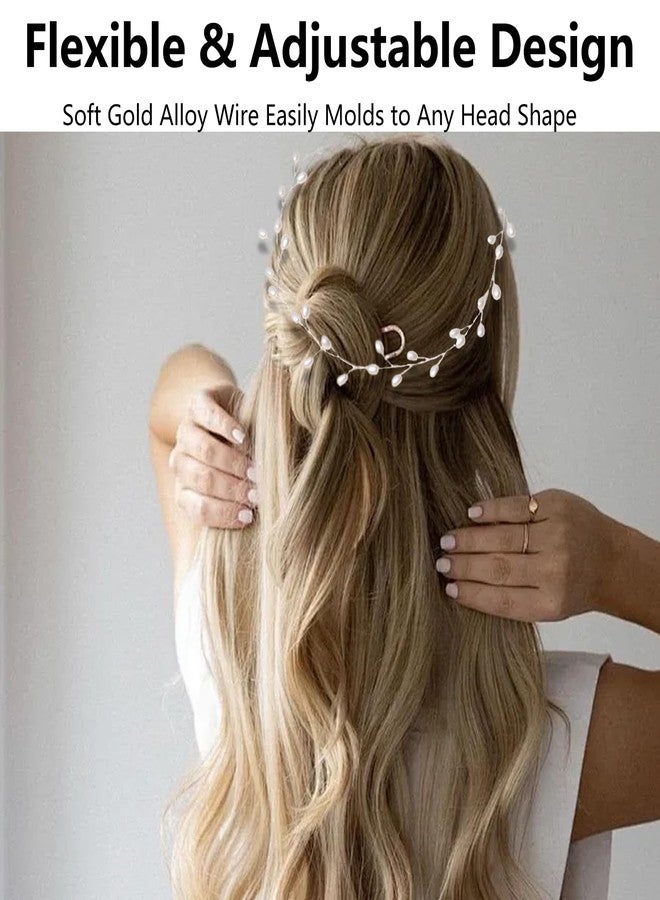 KGCGJVB Wedding Hair Vines Pearl Bridal Headband Delicate Headpiece for Bride Women Headbands Bands Hairstyles Accessories Vine Silver - Image 4